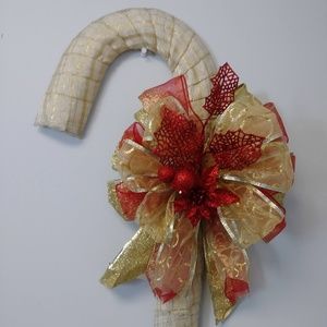 Ribbon wrapped candy cane wreath
